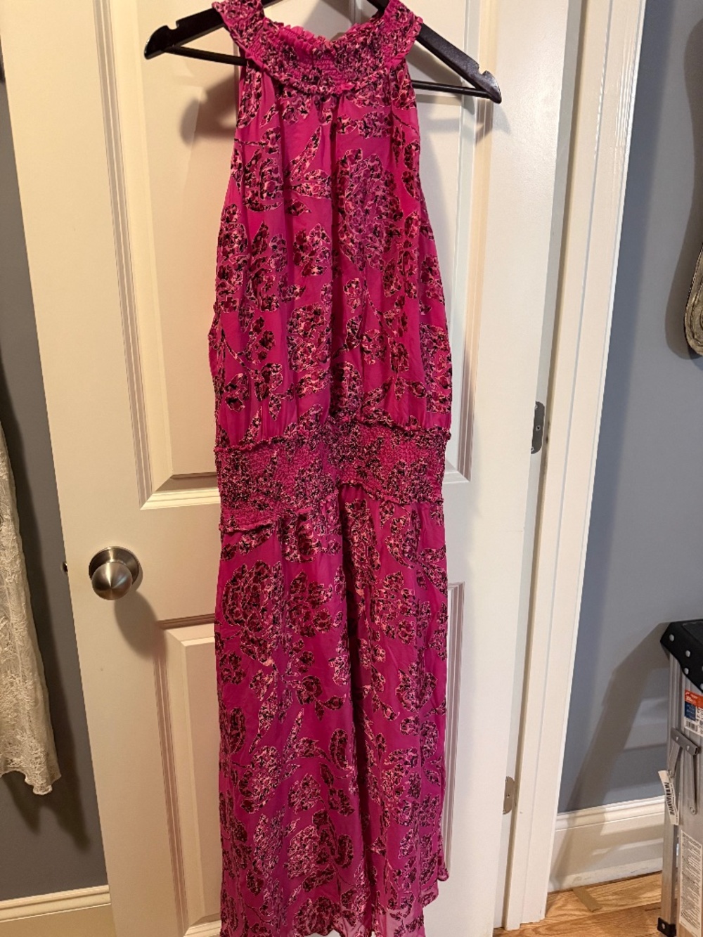 Pink and black burnout WHBM party dress